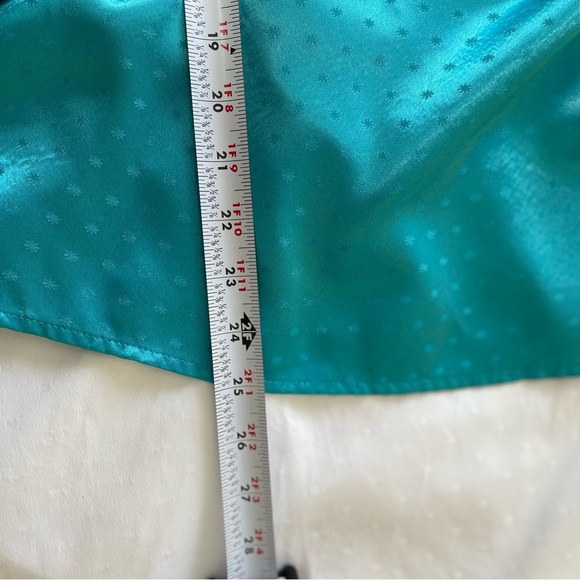 Cato Blu/Green Puff Sleeve Blouse with Tie Front - Picture 7 of 7